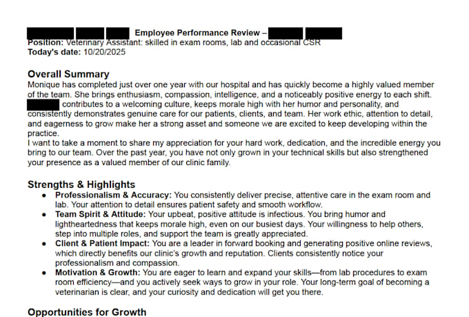 create employee evaluation forms and review templates